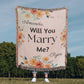 Custom Proposal Woven Blanket, Will You Marry Me Blanket, Marriage Proposal Ideas, Marry Me Personalised Throw, Unique Floral Proposal Gift