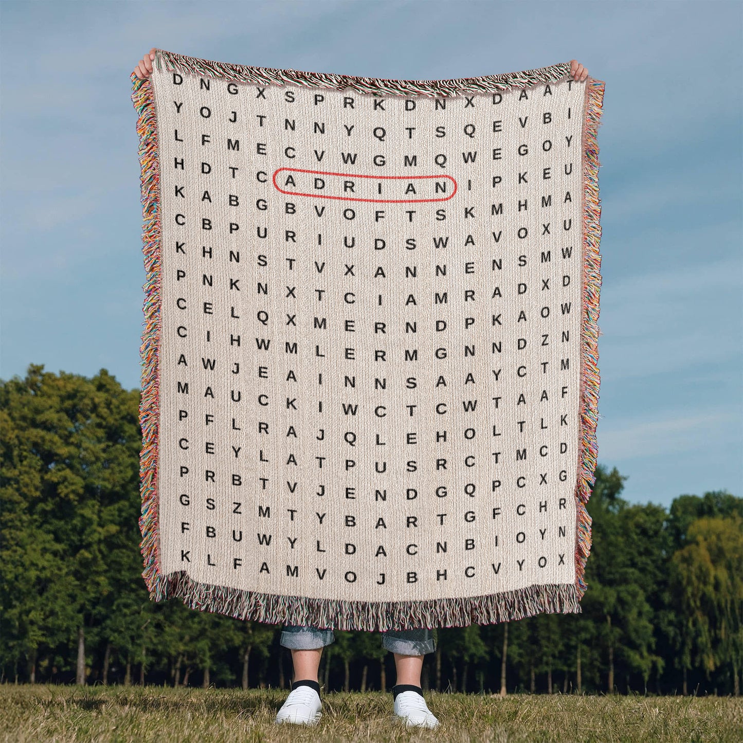 Crossword Woven Blanket, Search Word Anniversary Blanket Wedding Gift