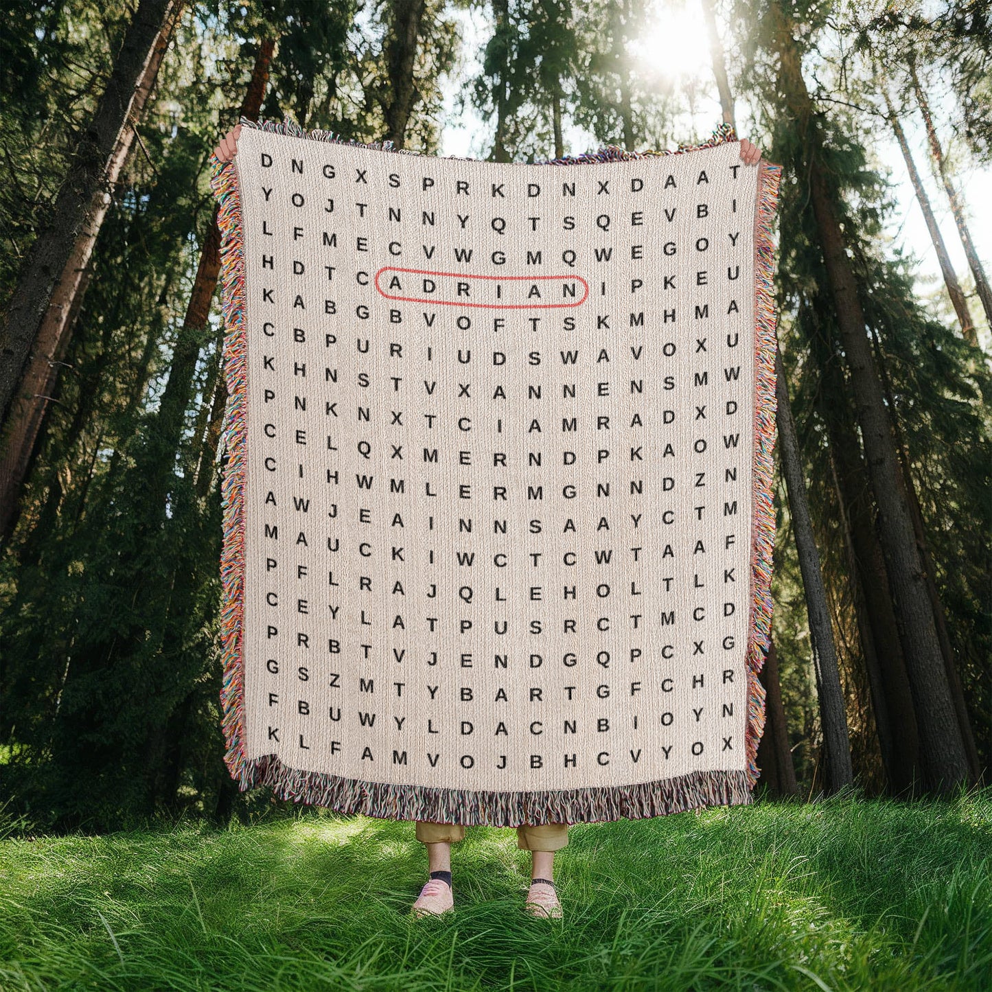 Crossword Woven Blanket, Search Word Anniversary Blanket Wedding Gift