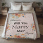Custom Proposal Woven Blanket, Will You Marry Me Blanket, Marriage Proposal Ideas, Marry Me Personalised Throw, Unique Floral Proposal Gift