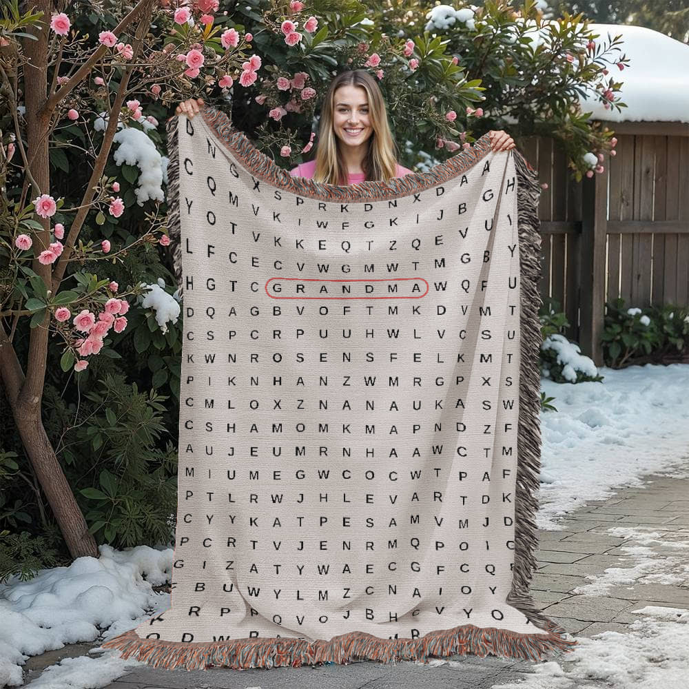 Crossword Woven Blanket, Search Word Anniversary Blanket Wedding Gift