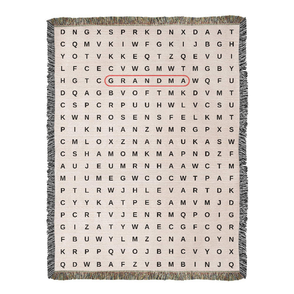 Crossword Woven Blanket, Search Word Anniversary Blanket Wedding Gift