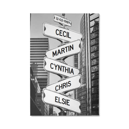Street Sign With Family Names