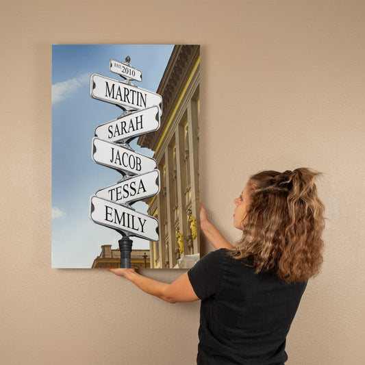 Personalized Family Names Street Sign, Custom Family Birth Dates Canvas, Family Decor Art, Gift for Family Legacy, Personalized Home Decor
