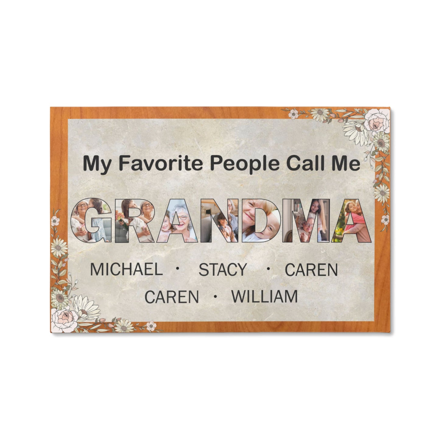 Personalized Mother Day Gifts For Grandma, Custom Photo Collage Canvas, Grandma Sign With Kids Names, Unique Grandkids Gift Ideas