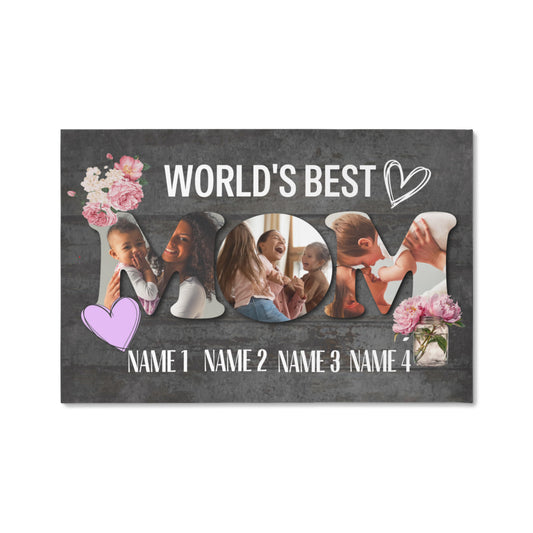 Personalized World's Best Mom Photo Collage Canvas