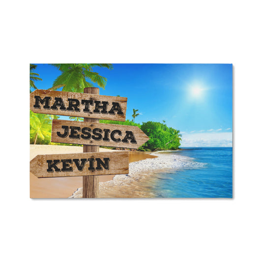 Sunny Beach Street Name Canvas Wall Sign