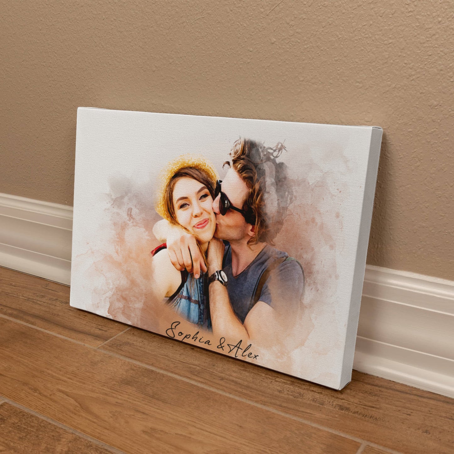 Personalized Watercolor Couples Canvas