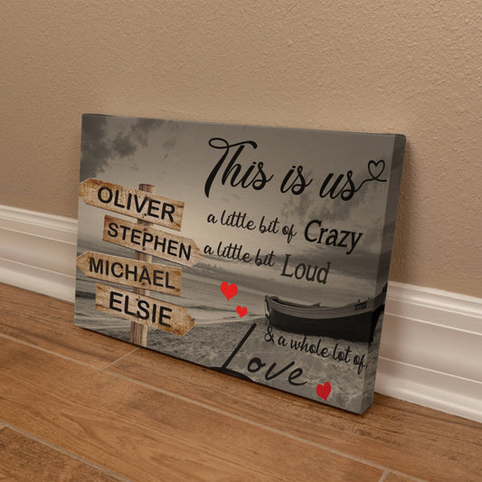 Ocean Beach Personalized Canvas, Multi-Names sign , Custom Family Canvas,  Beach lovers Gifts