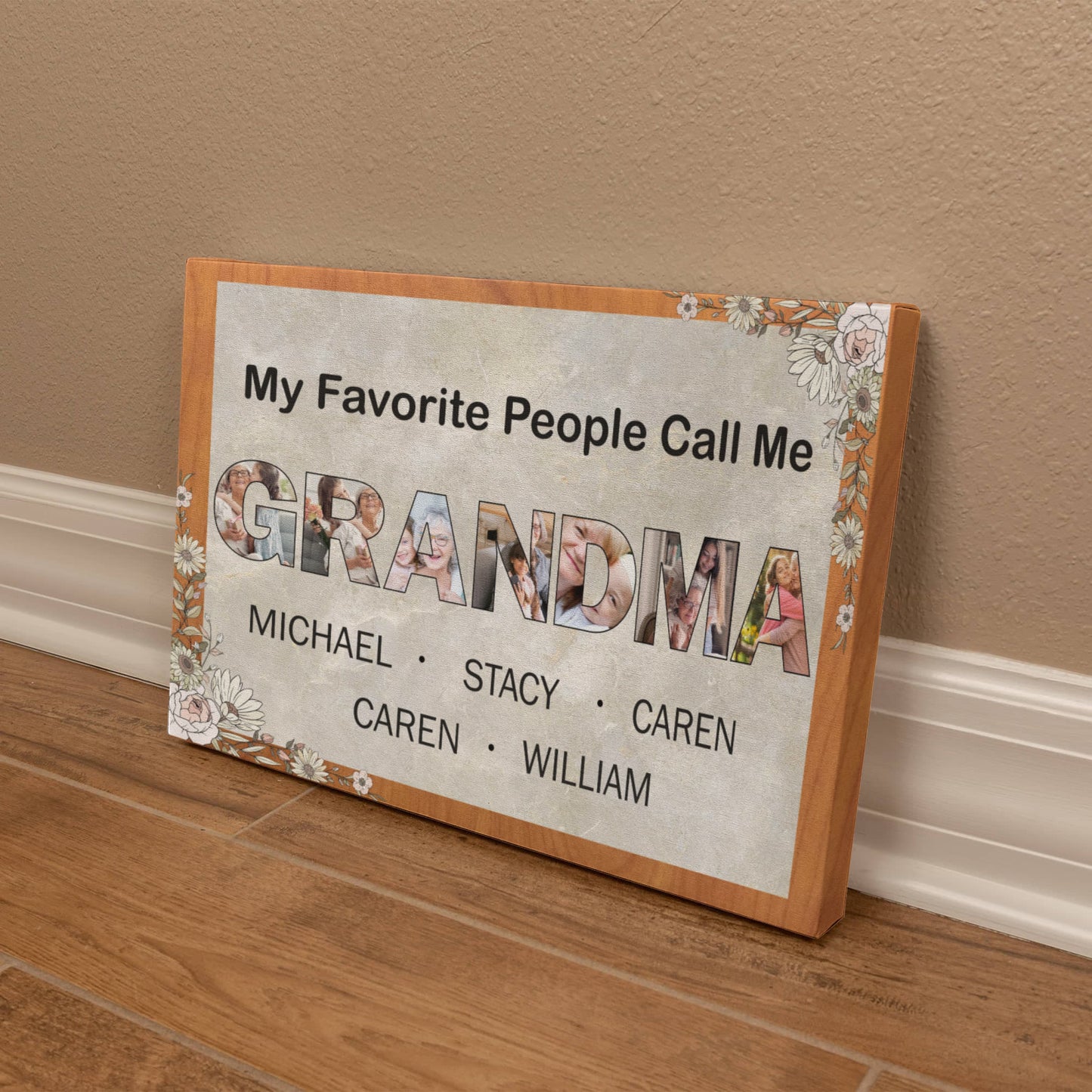Personalized Mother Day Gifts For Grandma, Custom Photo Collage Canvas, Grandma Sign With Kids Names, Unique Grandkids Gift Ideas