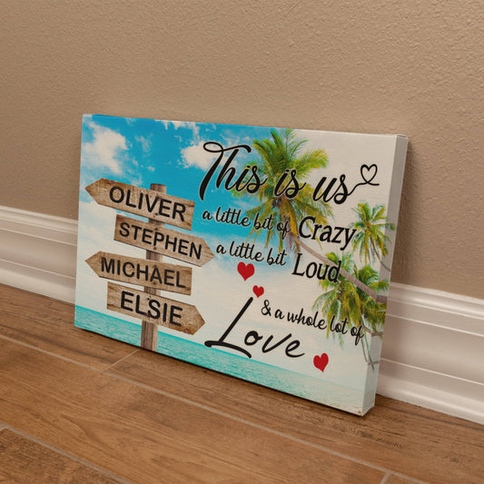 Signpost Beach Canvas, Personalized Coastal Art, Nautical Wall Decor, Beach House Gift, Custom Ocean Sign, Tropical Seaside Art Print