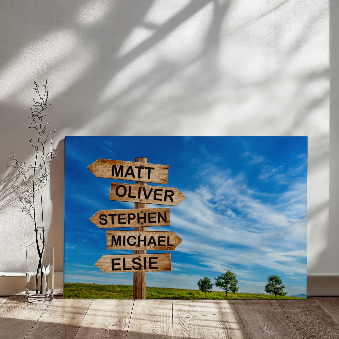 Wooden Family Name Street sign