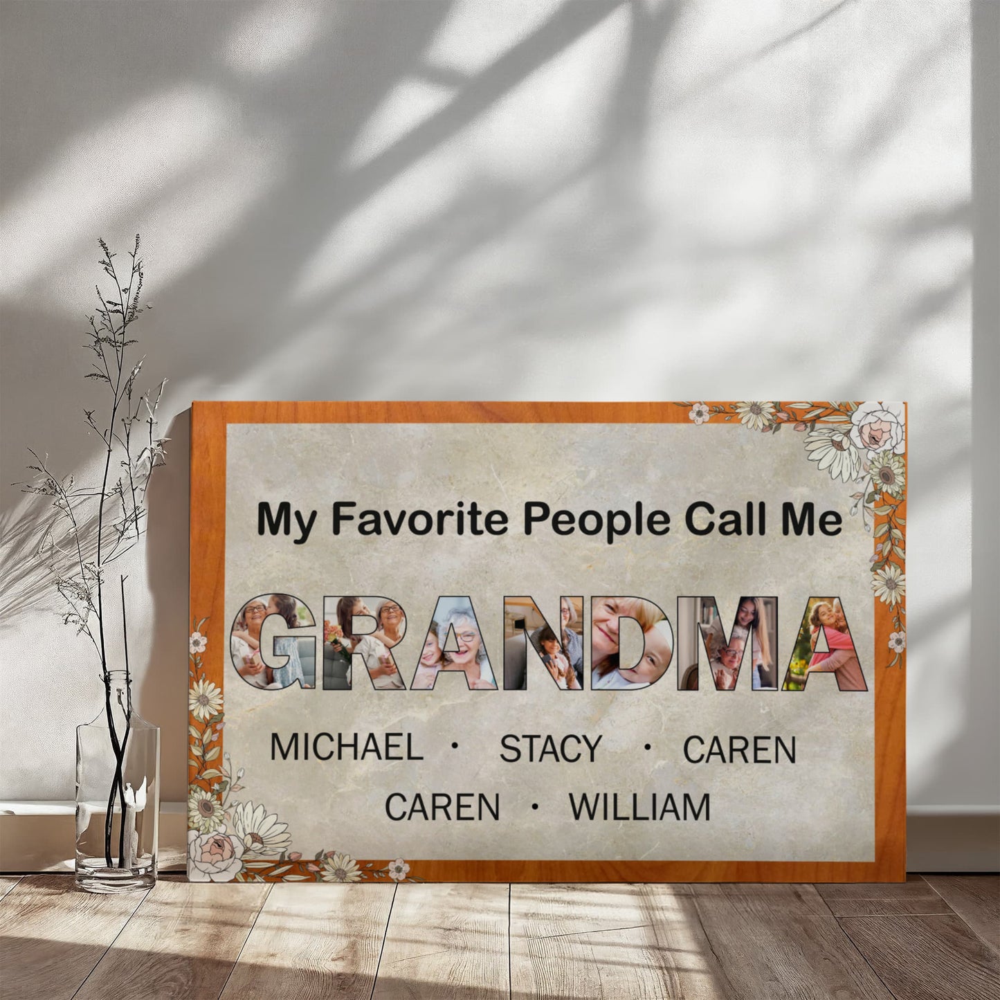 Personalized Mother Day Gifts For Grandma, Custom Photo Collage Canvas, Grandma Sign With Kids Names, Unique Grandkids Gift Ideas