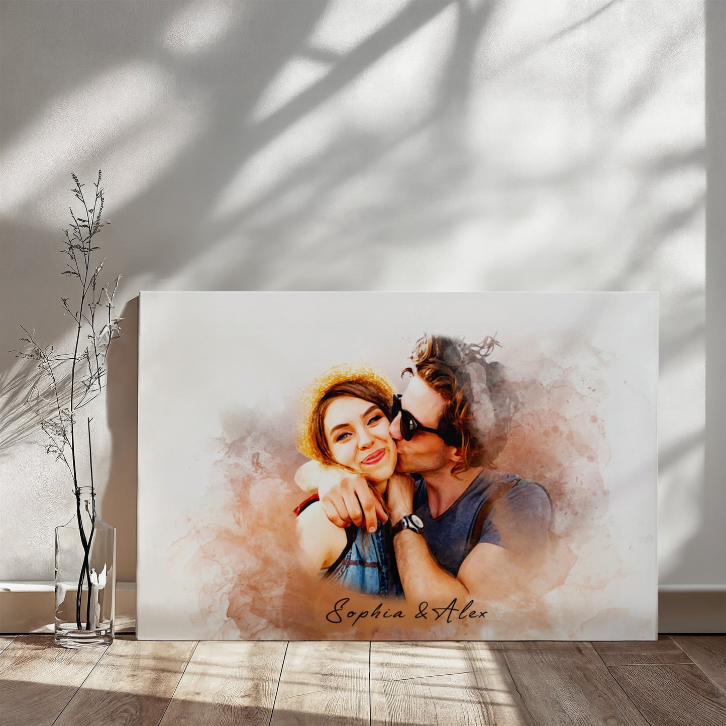 Personalized Watercolor Couples Canvas