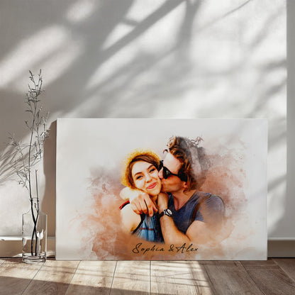Personalized Watercolor Couples Canvas