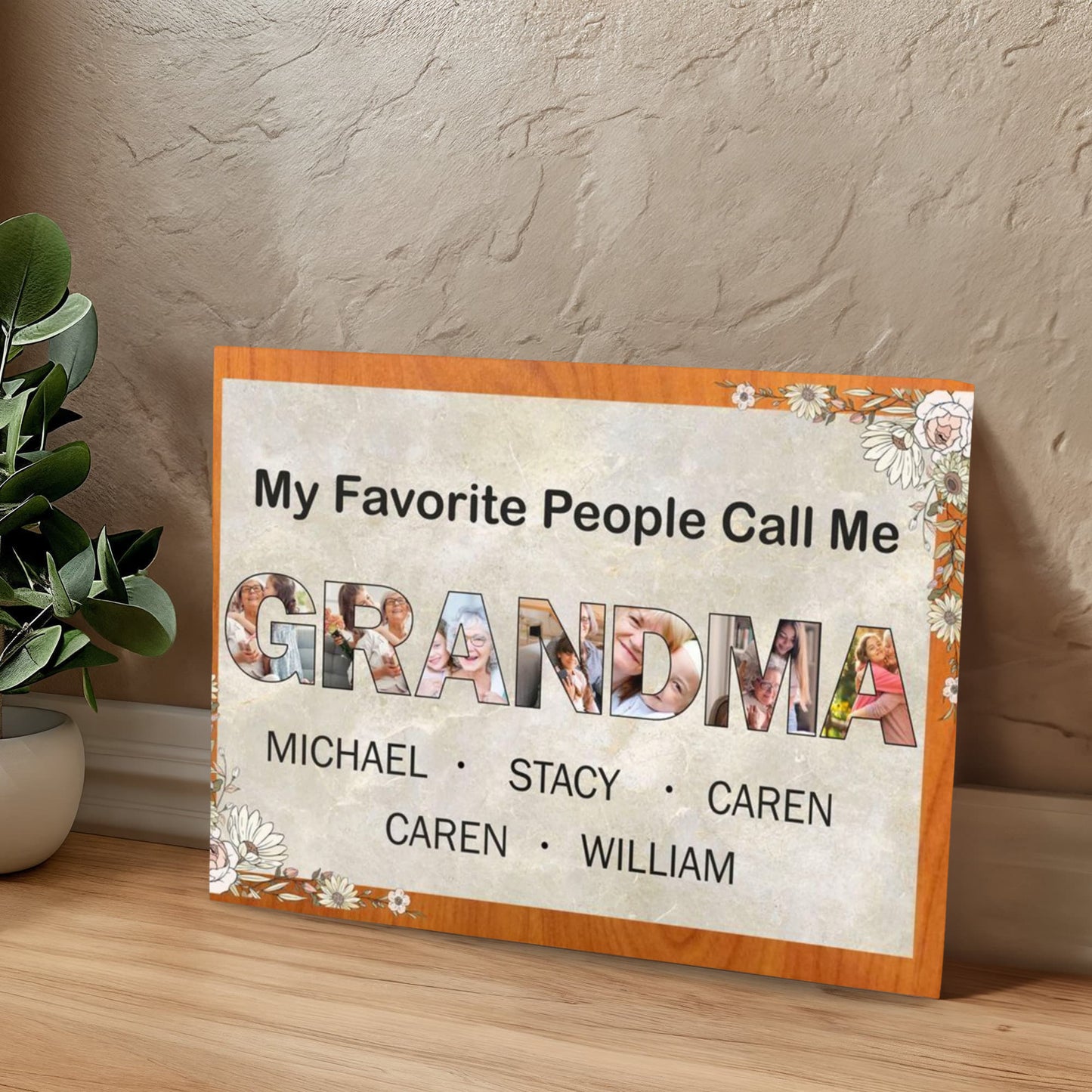 Personalized Mother Day Gifts For Grandma, Custom Photo Collage Canvas, Grandma Sign With Kids Names, Unique Grandkids Gift Ideas