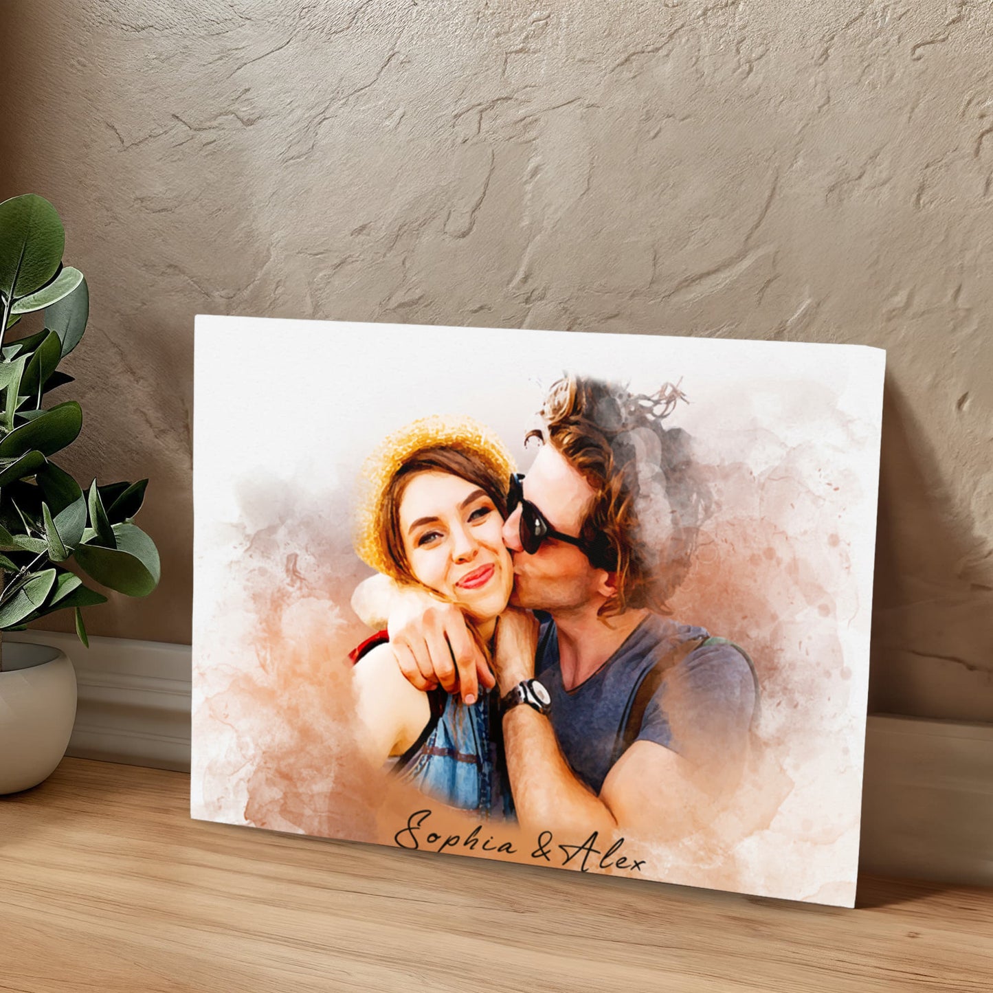 Personalized Watercolor Couples Canvas
