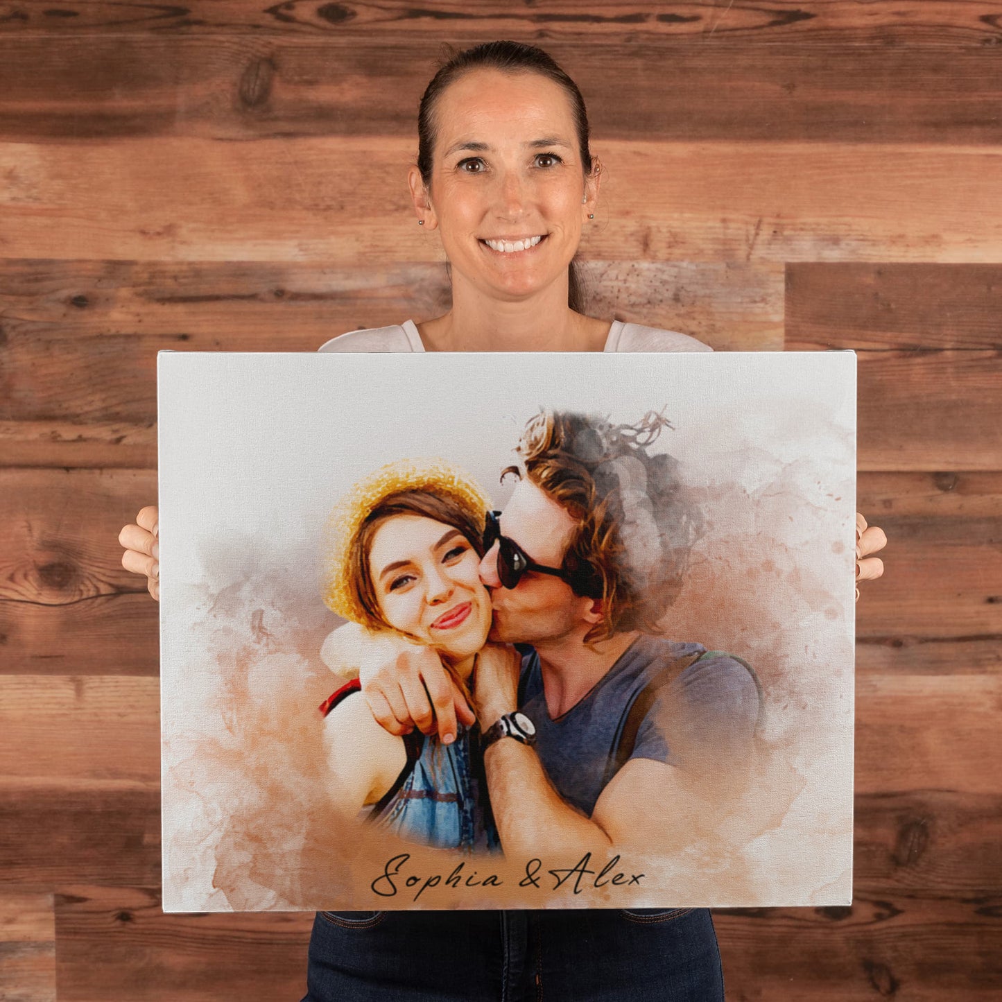 Personalized Watercolor Couples Canvas