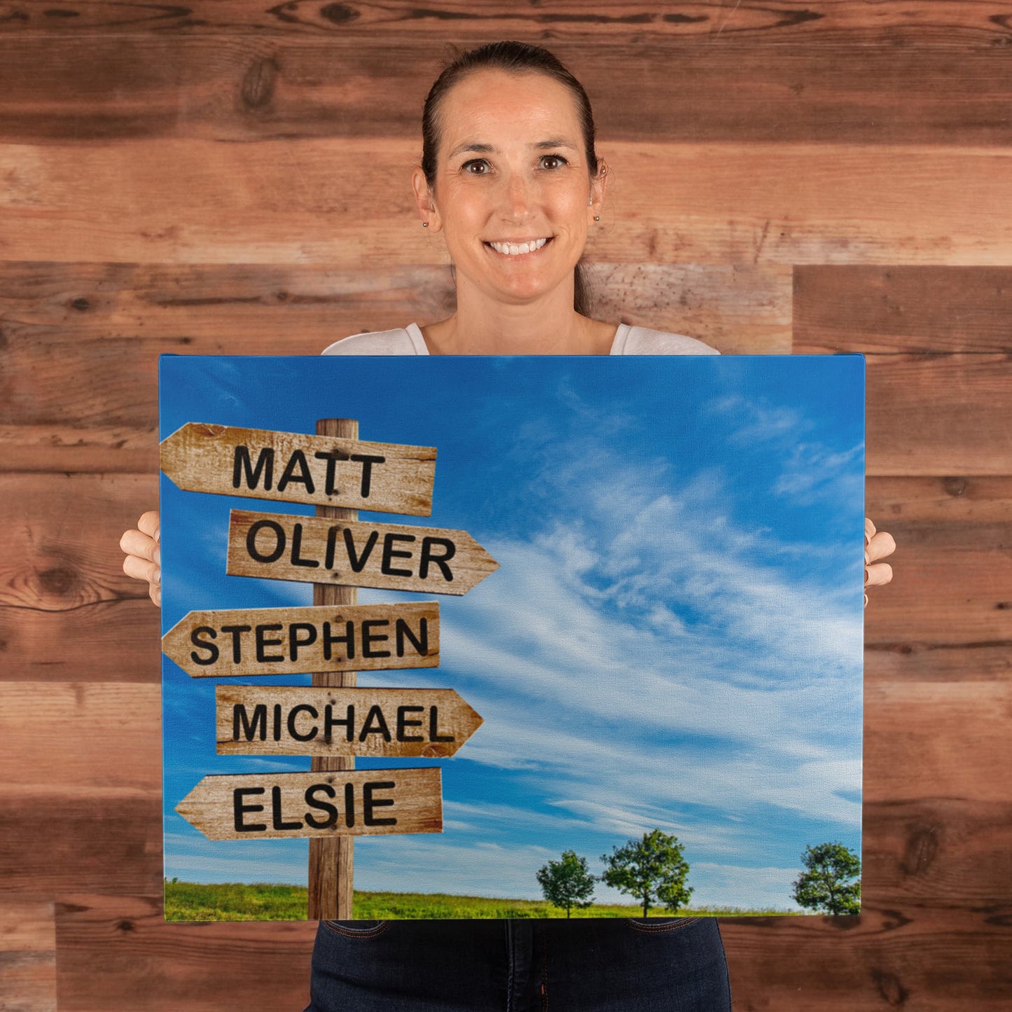 Wooden Family Name Street sign
