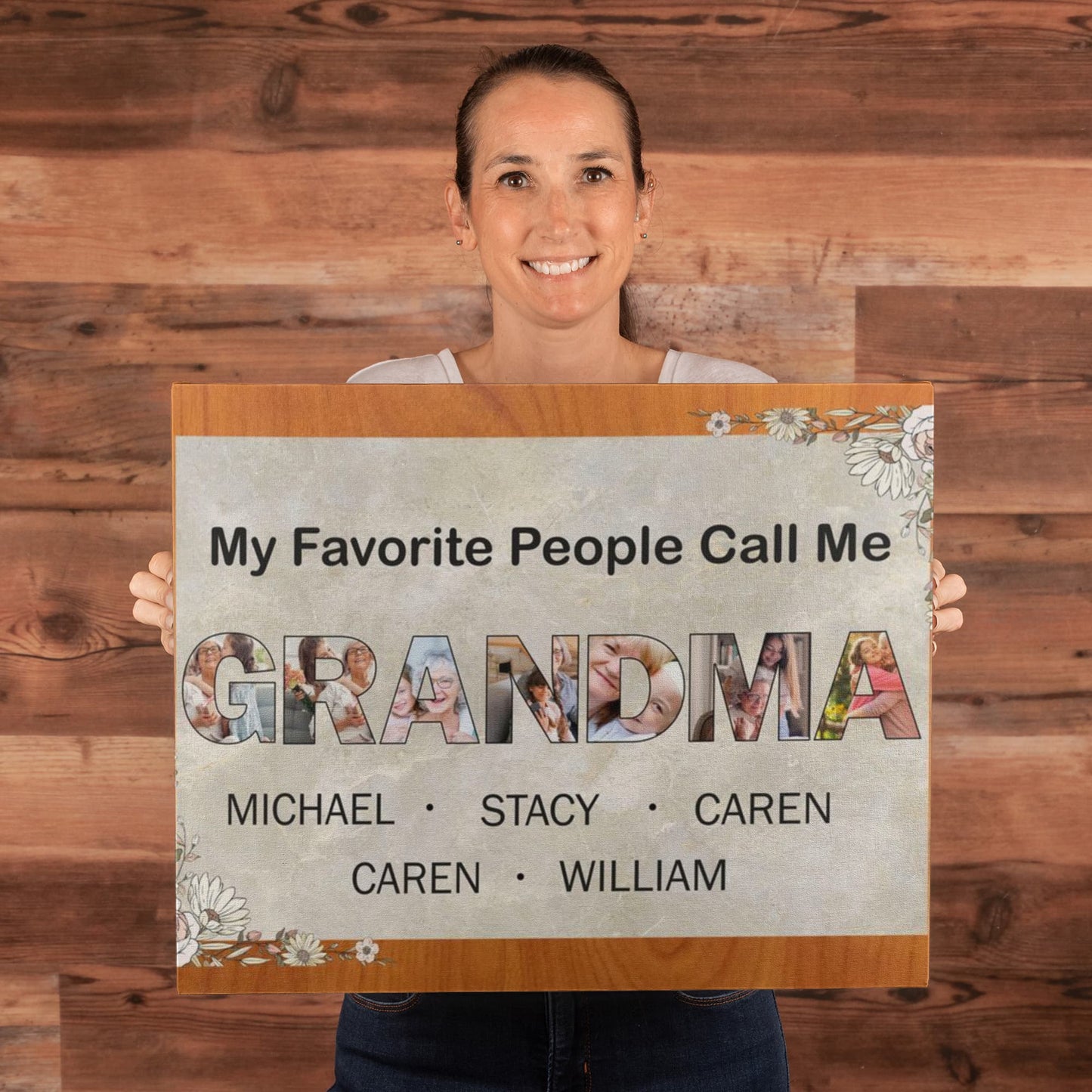 Personalized Mother Day Gifts For Grandma, Custom Photo Collage Canvas, Grandma Sign With Kids Names, Unique Grandkids Gift Ideas