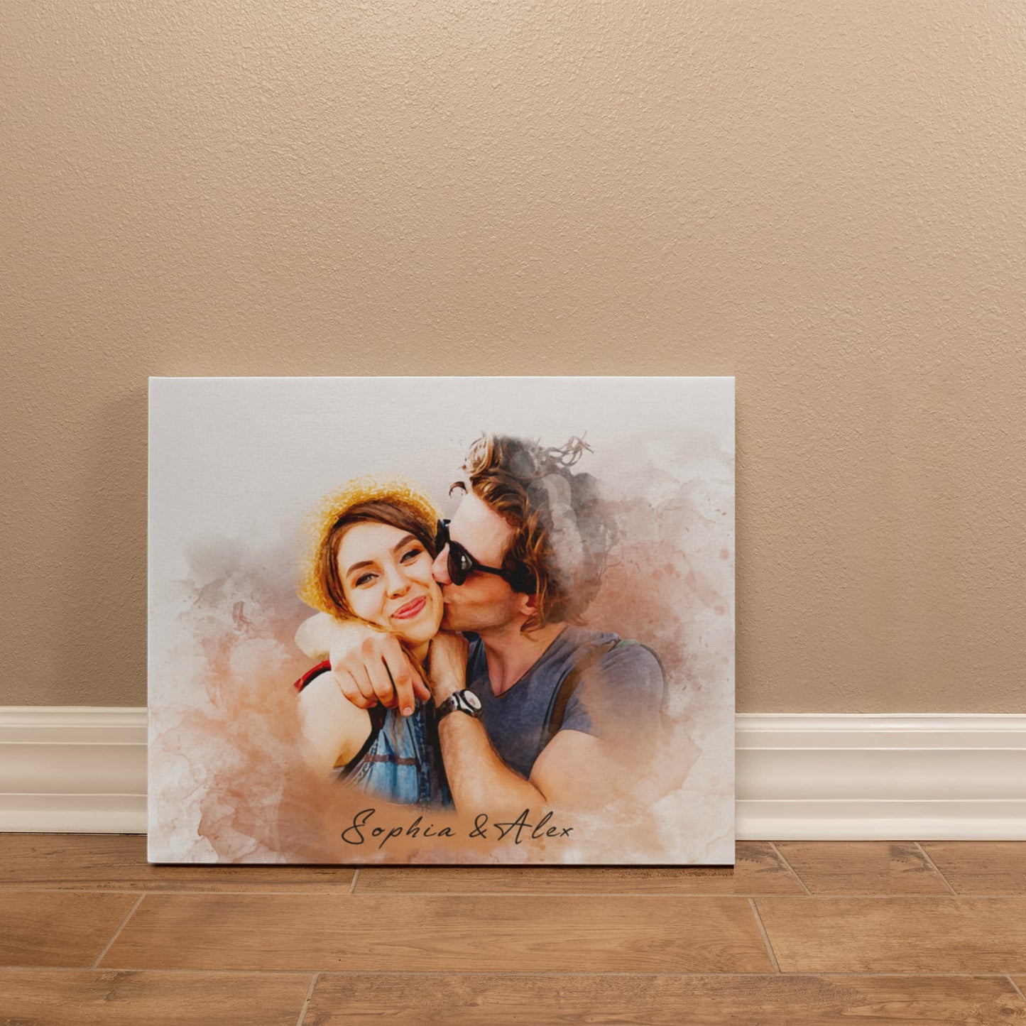 Personalized Watercolor Couples Canvas