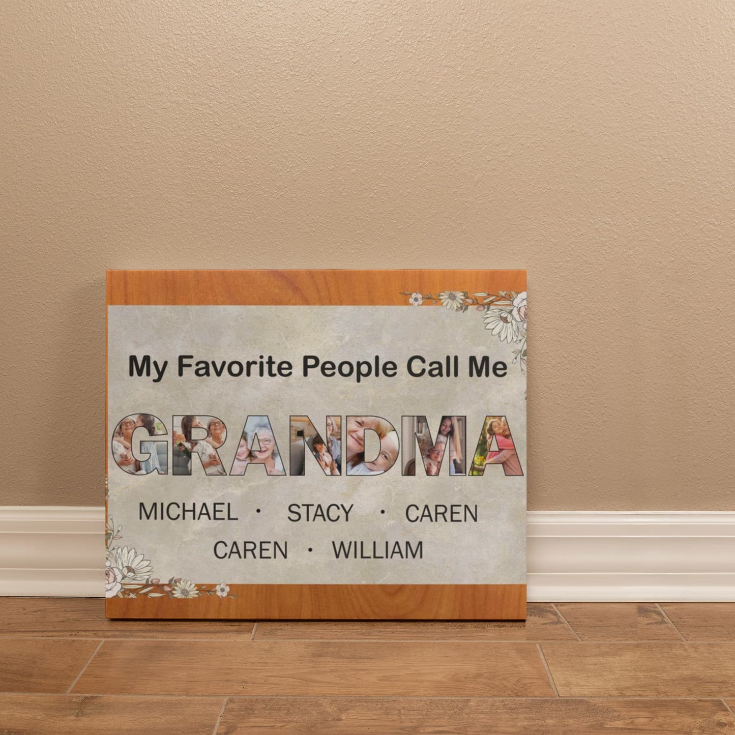Personalized Mother Day Gifts For Grandma, Custom Photo Collage Canvas, Grandma Sign With Kids Names, Unique Grandkids Gift Ideas