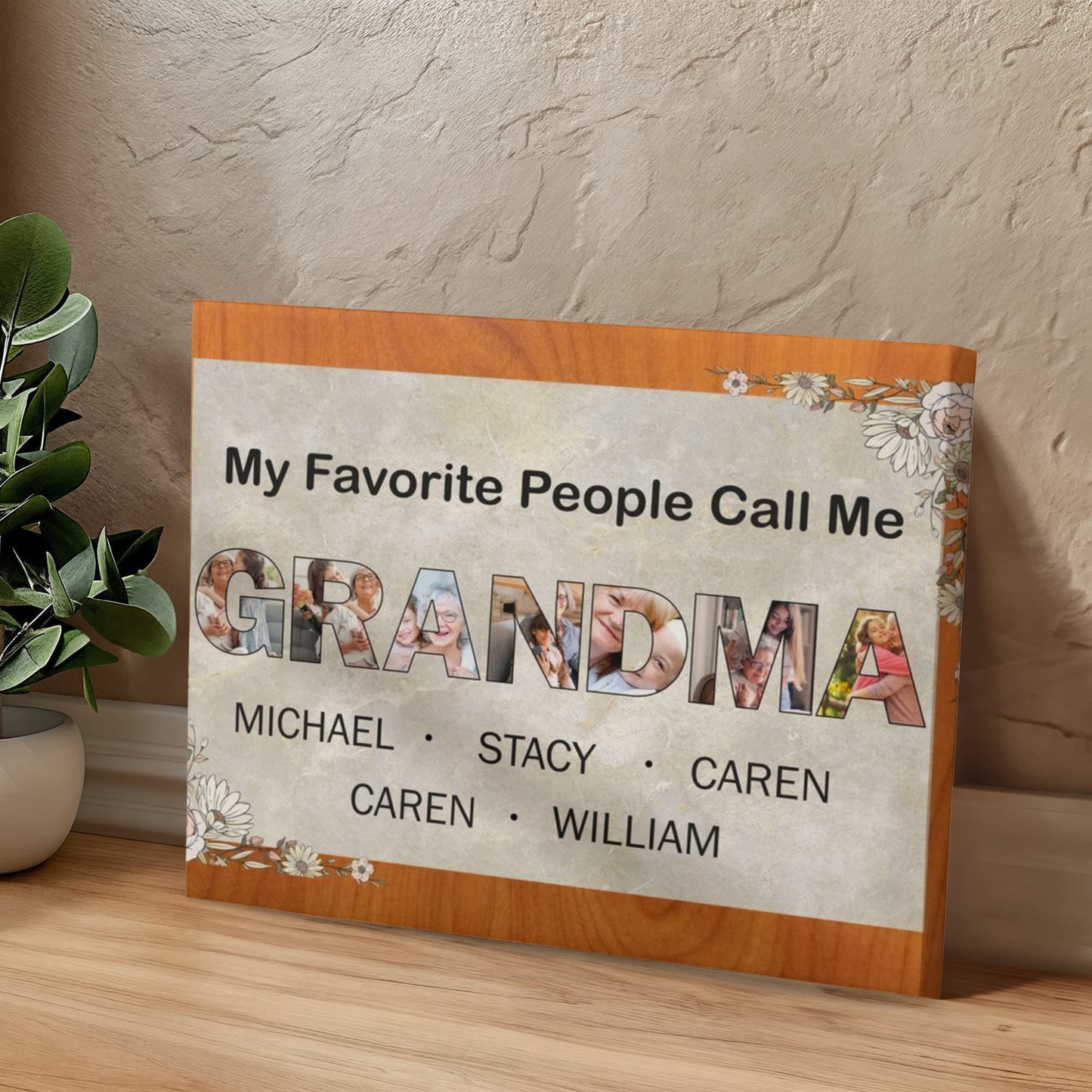 Personalized Mother Day Gifts For Grandma, Custom Photo Collage Canvas, Grandma Sign With Kids Names, Unique Grandkids Gift Ideas