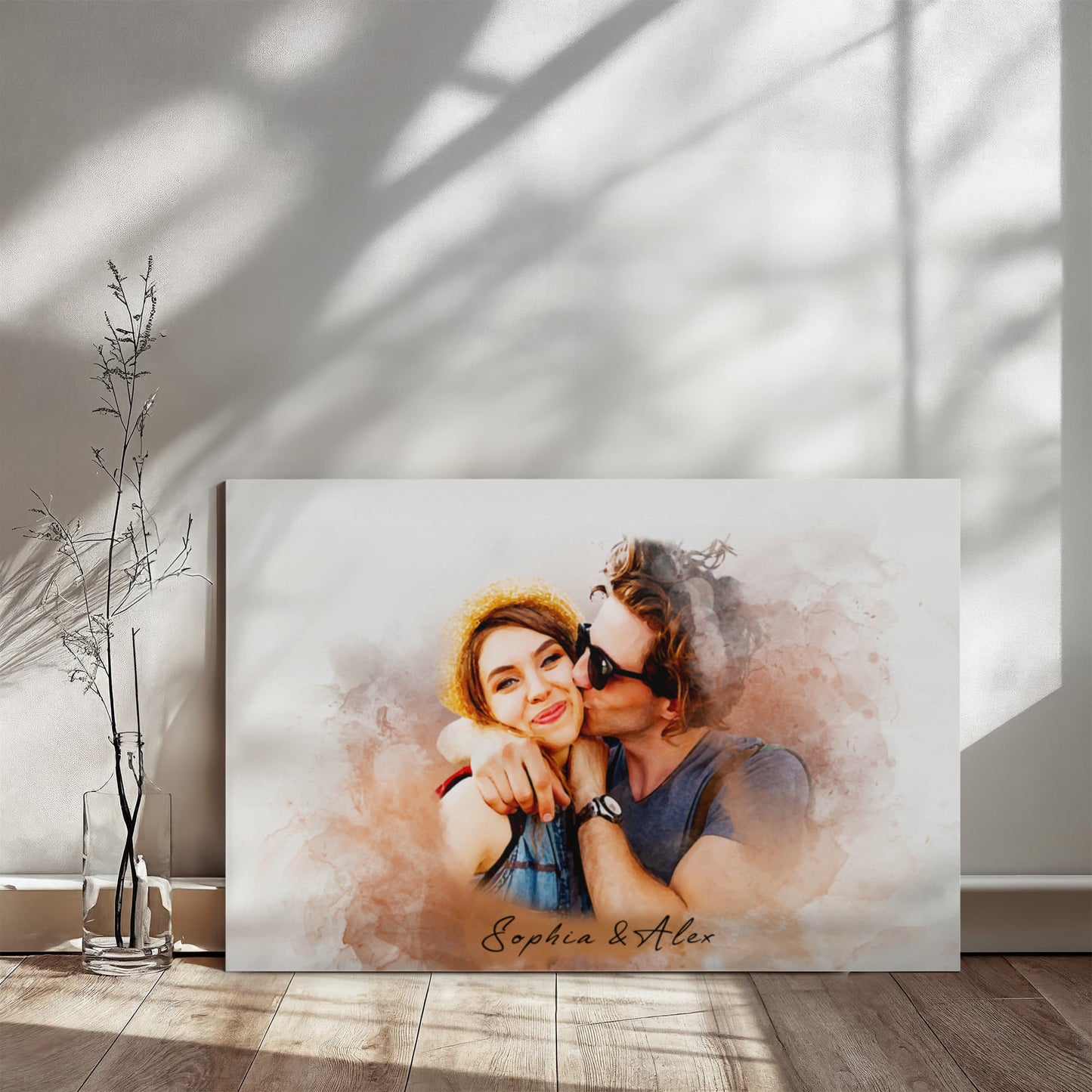 Personalized Watercolor Couples Canvas