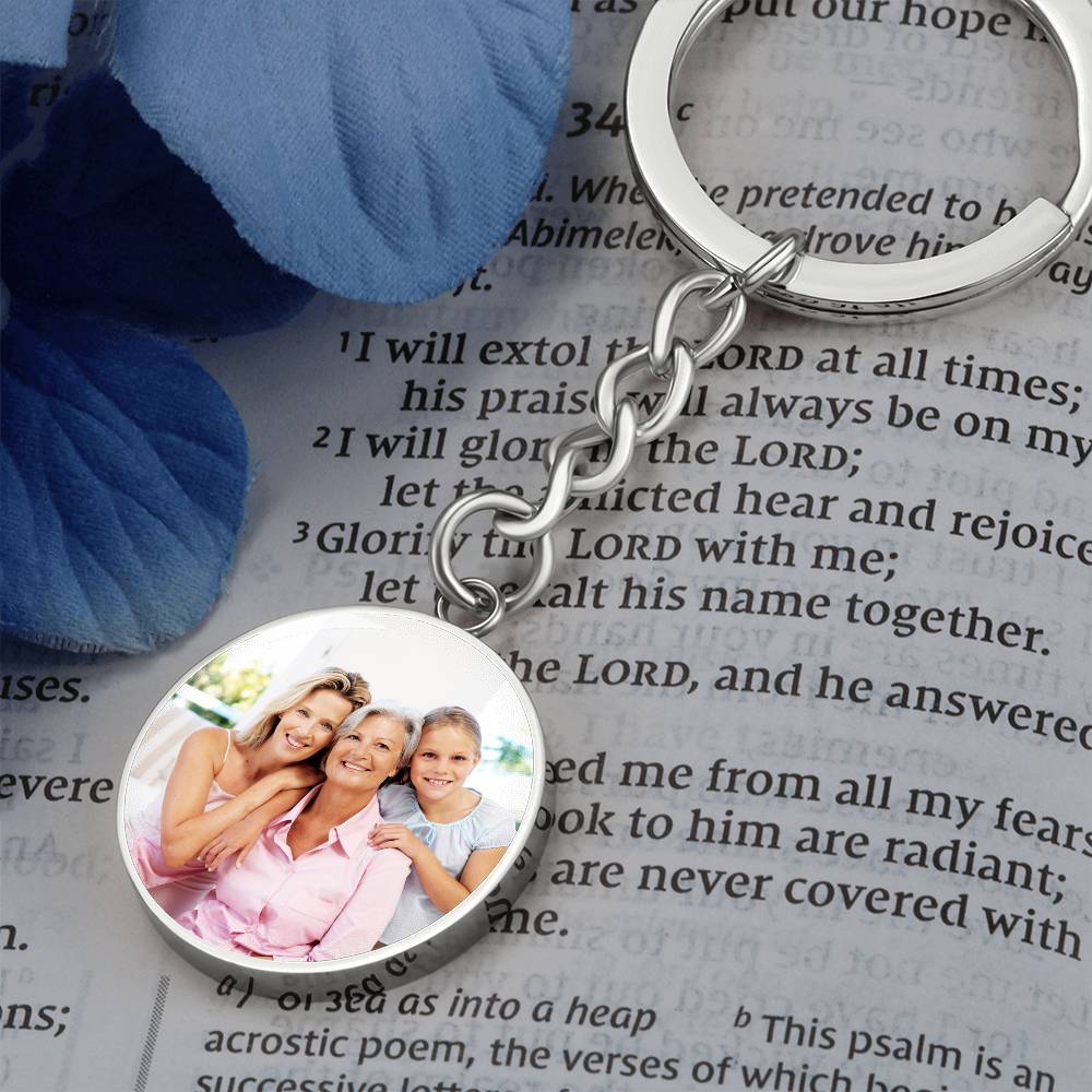 Loss of Loved One Keychain, Circle Photo Keychain, Custom Picture Keychain, Personalized Memorial Gift, Remembrance Bereavement Gift