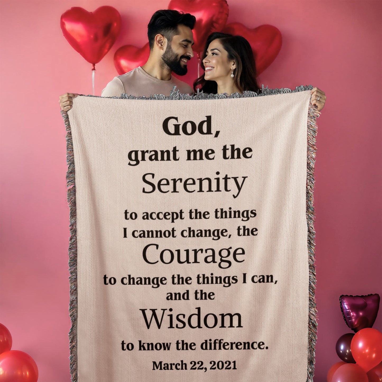 Serenity Prayer Woven Blanket, Custom Name Blanket, Cotton Throw, Personalized Woven Blanket