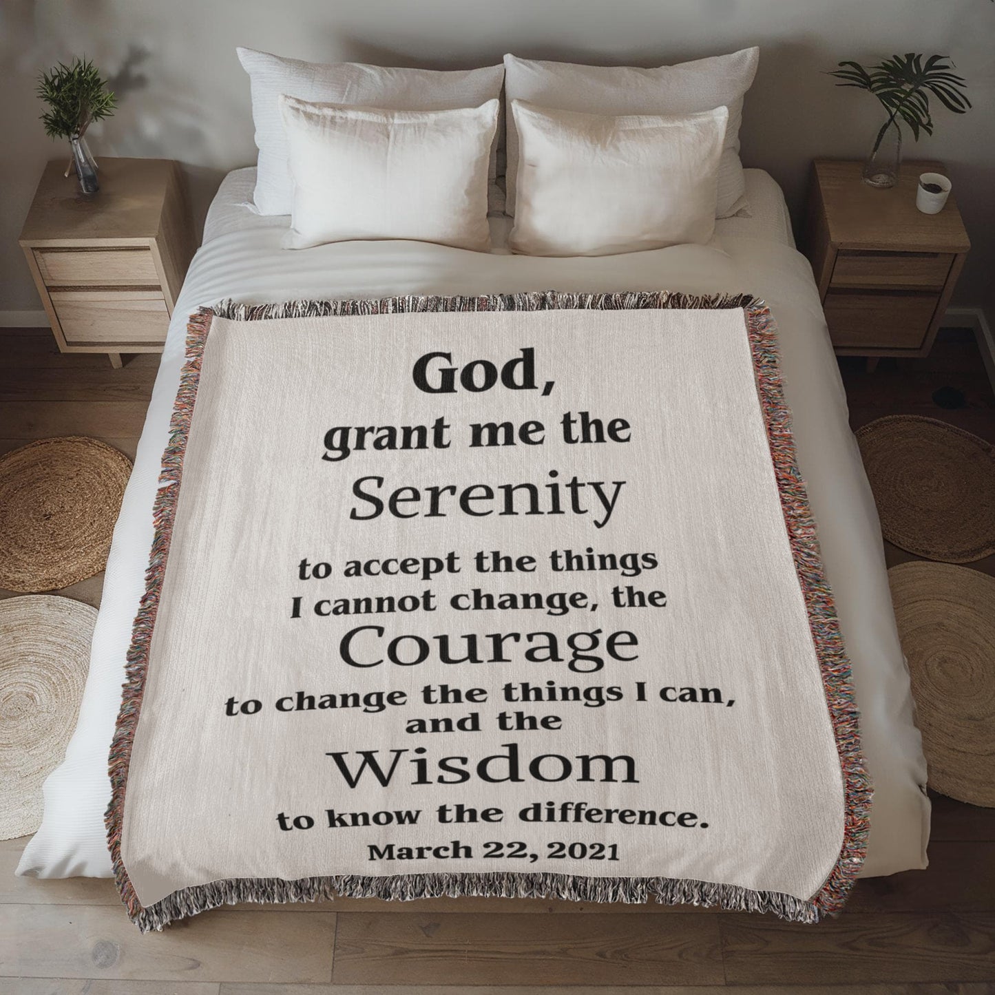 Serenity Prayer Woven Blanket, Custom Name Blanket, Cotton Throw, Personalized Woven Blanket