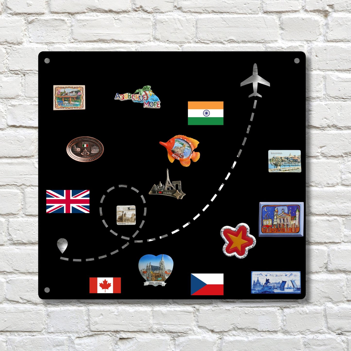 Magnetic Metal Board for Wall, Travel Magnet Display, Modern Bulletin Board, Souvenir Magnet Holder, Metal Wall Art, Office Organization
