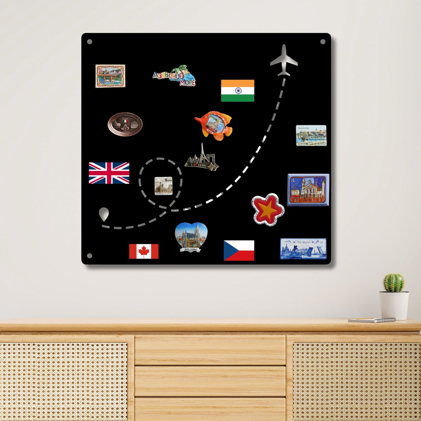 Magnetic Metal Board for Wall, Travel Magnet Display, Modern Bulletin Board, Souvenir Magnet Holder, Metal Wall Art, Office Organization