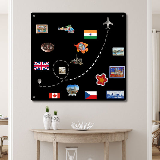 Magnetic Metal Board for Wall, Travel Magnet Display, Modern Bulletin Board, Souvenir Magnet Holder, Metal Wall Art, Office Organization