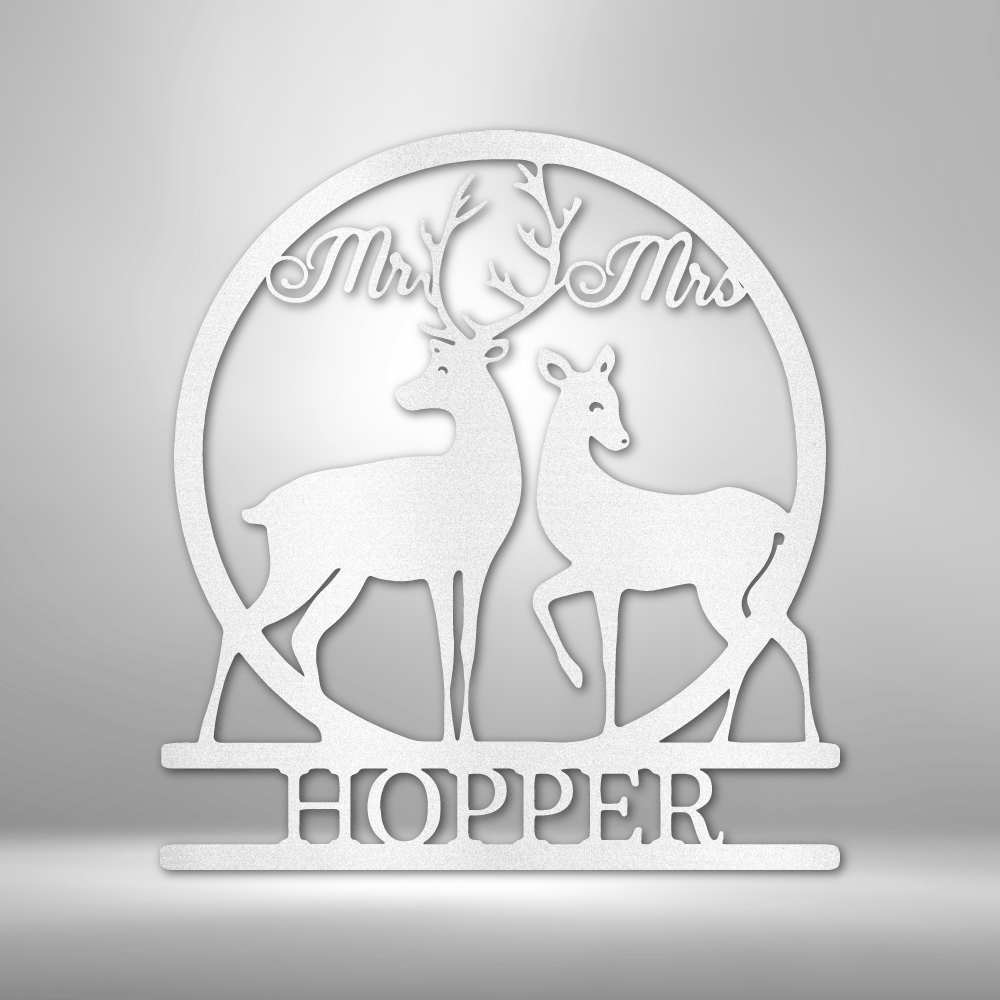 Personalized Mr and Mrs Deer  Metal Sign, Custom Couple Name Metal Art Sign, Wedding Anniversary Gift, Housewarming Gift