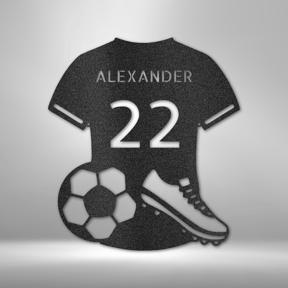 Personalized Soccer Jersey Metal Sign, Wall Hanging Decoration, Birthday Gift For Soccer Loving Son, Kids Room Wall Art.