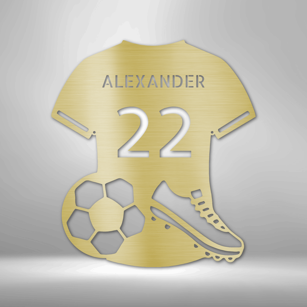 Personalized Soccer Jersey Metal Sign, Wall Hanging Decoration, Birthday Gift For Soccer Loving Son, Kids Room Wall Art.