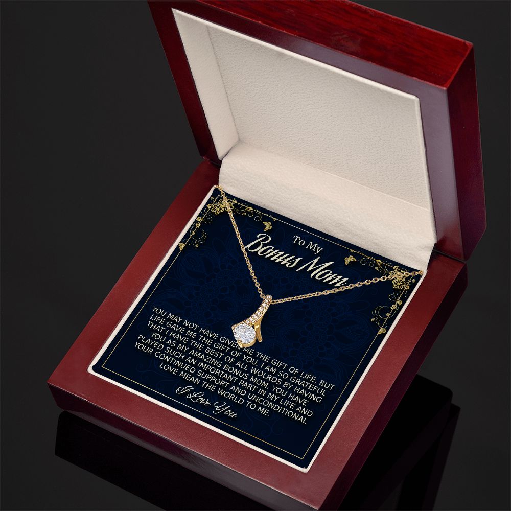 To My Amazing Bonus Mom, Alluring Beauty Necklace, Mother's Day Gift, Christmas Gift, From Bonus Daughter.