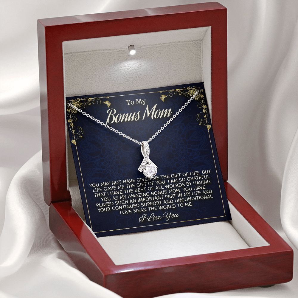 To My Amazing Bonus Mom, Alluring Beauty Necklace, Mother's Day Gift, Christmas Gift, From Bonus Daughter.