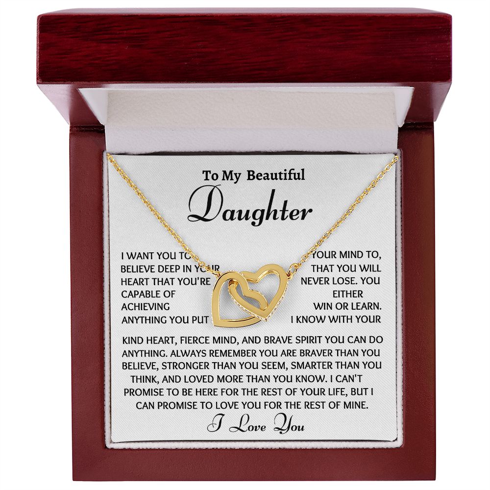 Beautiful Interlocking Hearts Daughter Necklace, You Are Capable, Birthday or Christmas Gift - Family Gear Collections