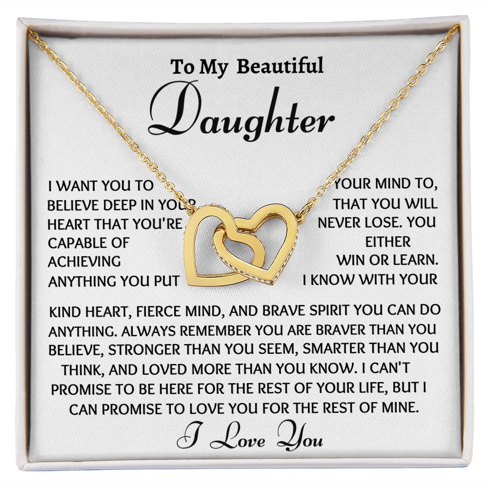 Beautiful Interlocking Hearts Daughter Necklace, You Are Capable, Birthday or Christmas Gift - Family Gear Collections