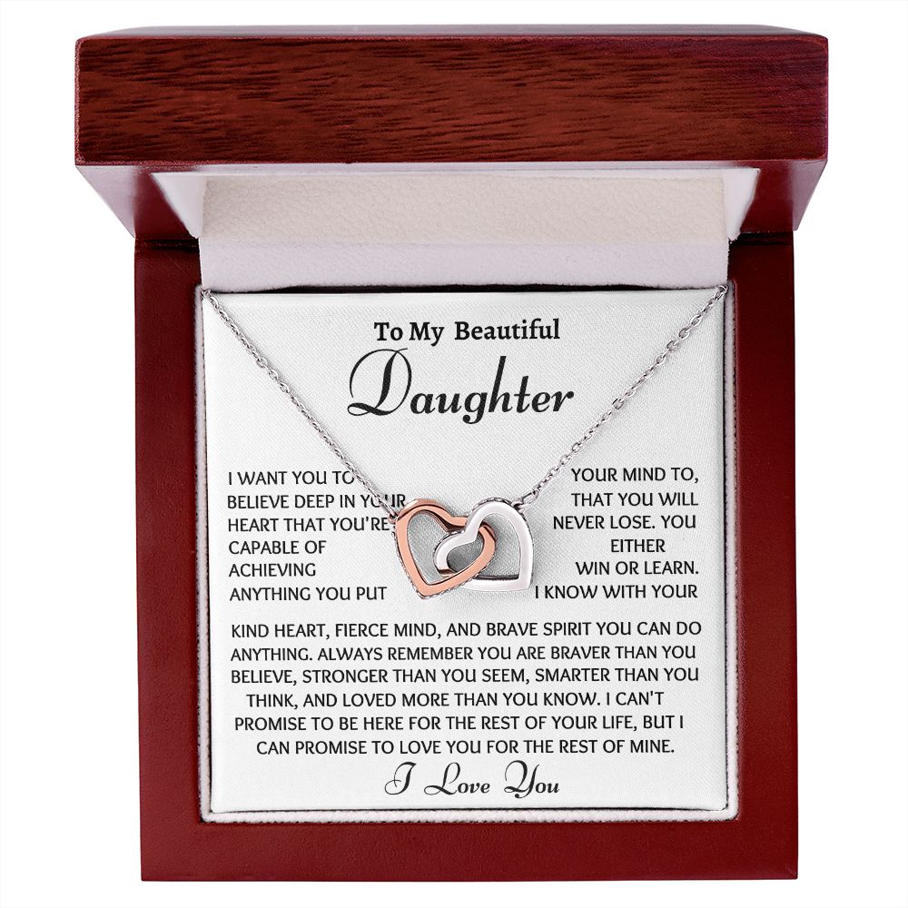 Beautiful Interlocking Hearts Daughter Necklace, You Are Capable, Birthday or Christmas Gift - Family Gear Collections