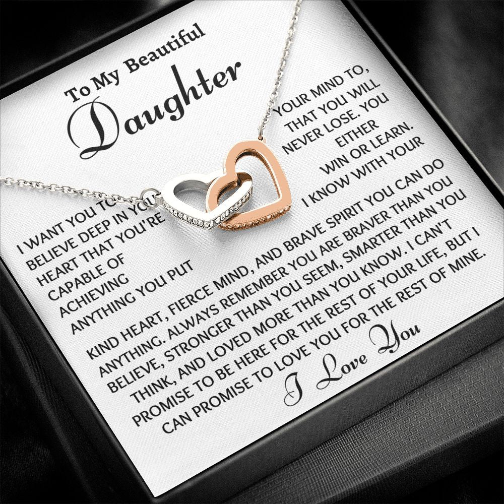 Beautiful Interlocking Hearts Daughter Necklace, You Are Capable, Birthday or Christmas Gift - Family Gear Collections