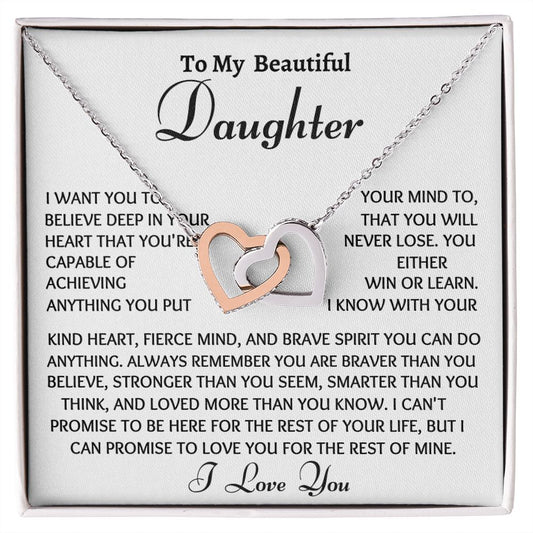 Beautiful Interlocking Hearts Daughter Necklace, You Are Capable, Birthday or Christmas Gift - Family Gear Collections