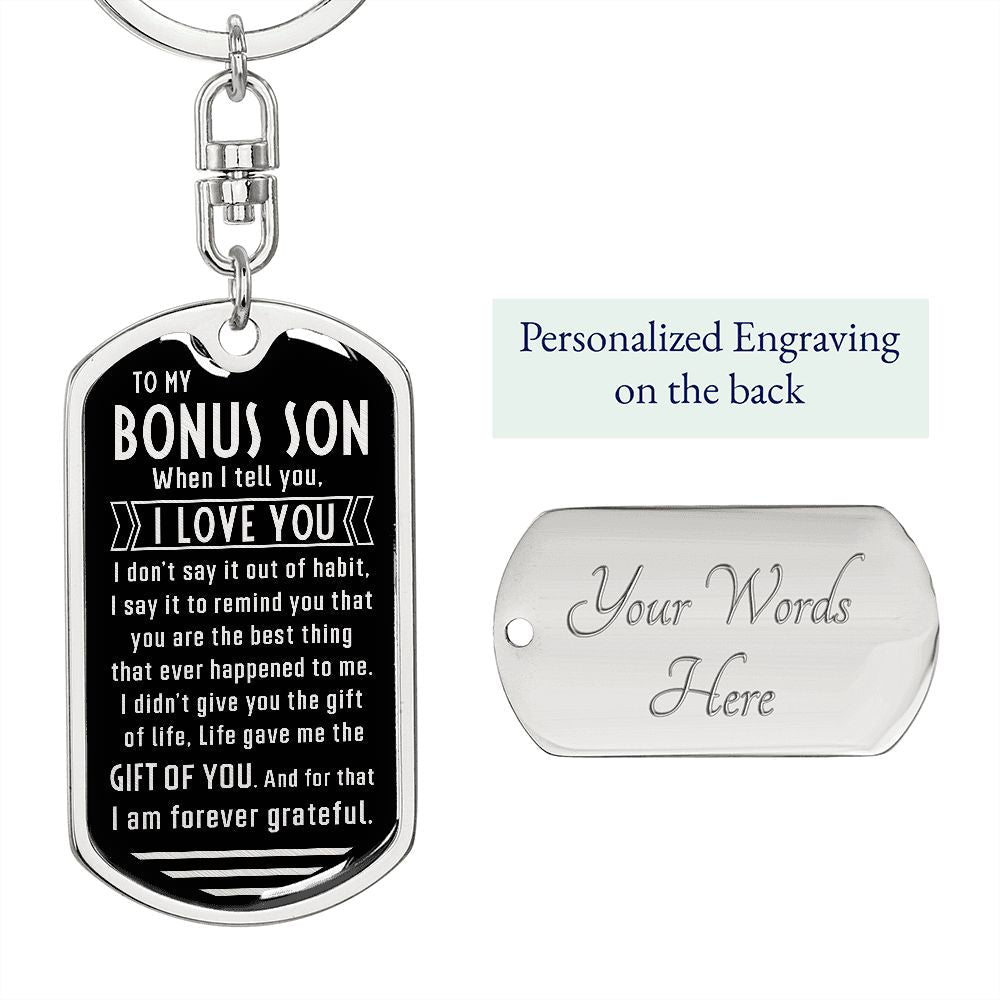 Bonus Son Keychain, Stepson Gift, Gift for Bonus Son from Stepdad or Stepmom, Bonus Son Birthday Gift, Christmas Gift - Family Gear Collections