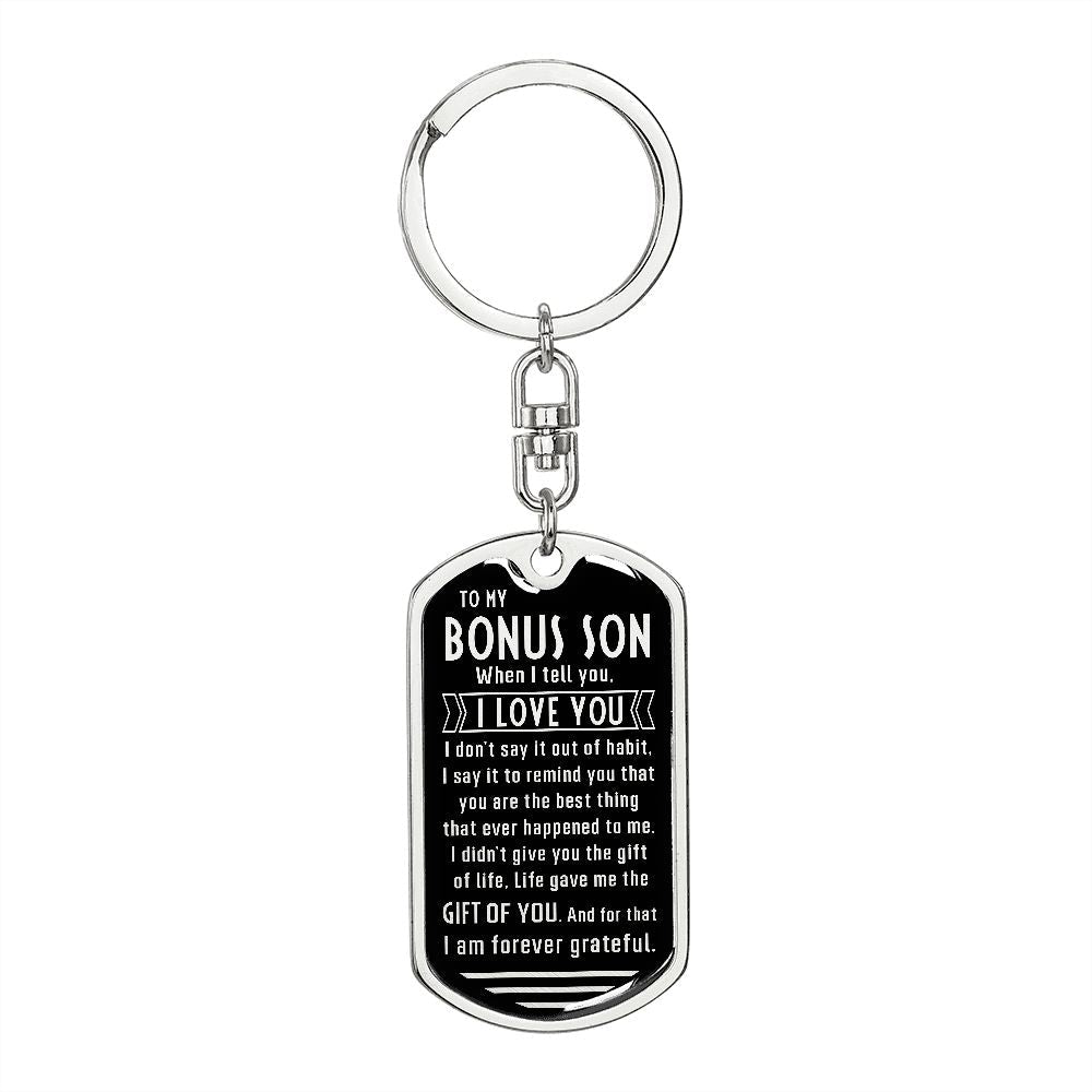 Bonus Son Keychain, Stepson Gift, Gift for Bonus Son from Stepdad or Stepmom, Bonus Son Birthday Gift, Christmas Gift - Family Gear Collections