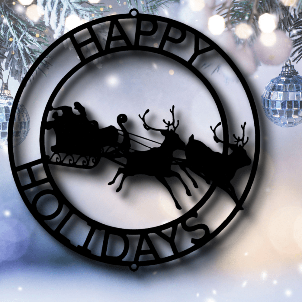Christmas Cheer Metal Sign, Reindeers Metal Sign, Happy Holidays Wall Art, Winter Decor, Christmas Gift. - Family Gear Collections