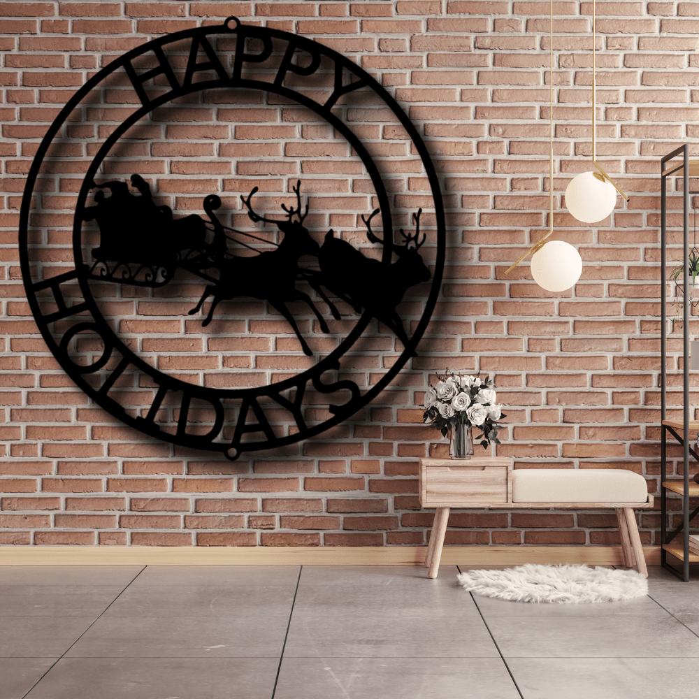 Christmas Cheer Metal Sign, Reindeers Metal Sign, Happy Holidays Wall Art, Winter Decor, Christmas Gift. - Family Gear Collections