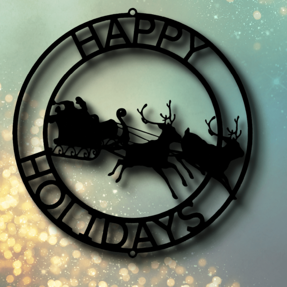 Christmas Cheer Metal Sign, Reindeers Metal Sign, Happy Holidays Wall Art, Winter Decor, Christmas Gift. - Family Gear Collections