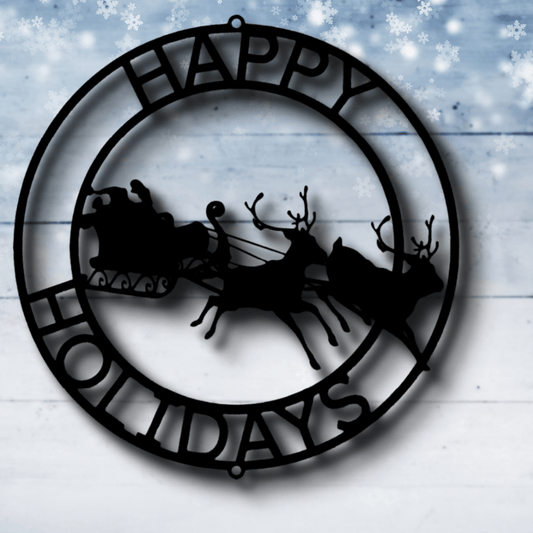 Christmas Cheer Metal Sign, Reindeers Metal Sign, Happy Holidays Wall Art, Winter Decor, Christmas Gift. - Family Gear Collections